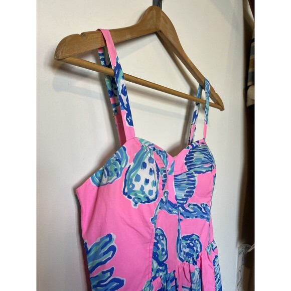 Lily Pulitzer Pink Blue Shell Sleeveless Sweetheart Mini Dress Size 2 - Picture 3 of 11